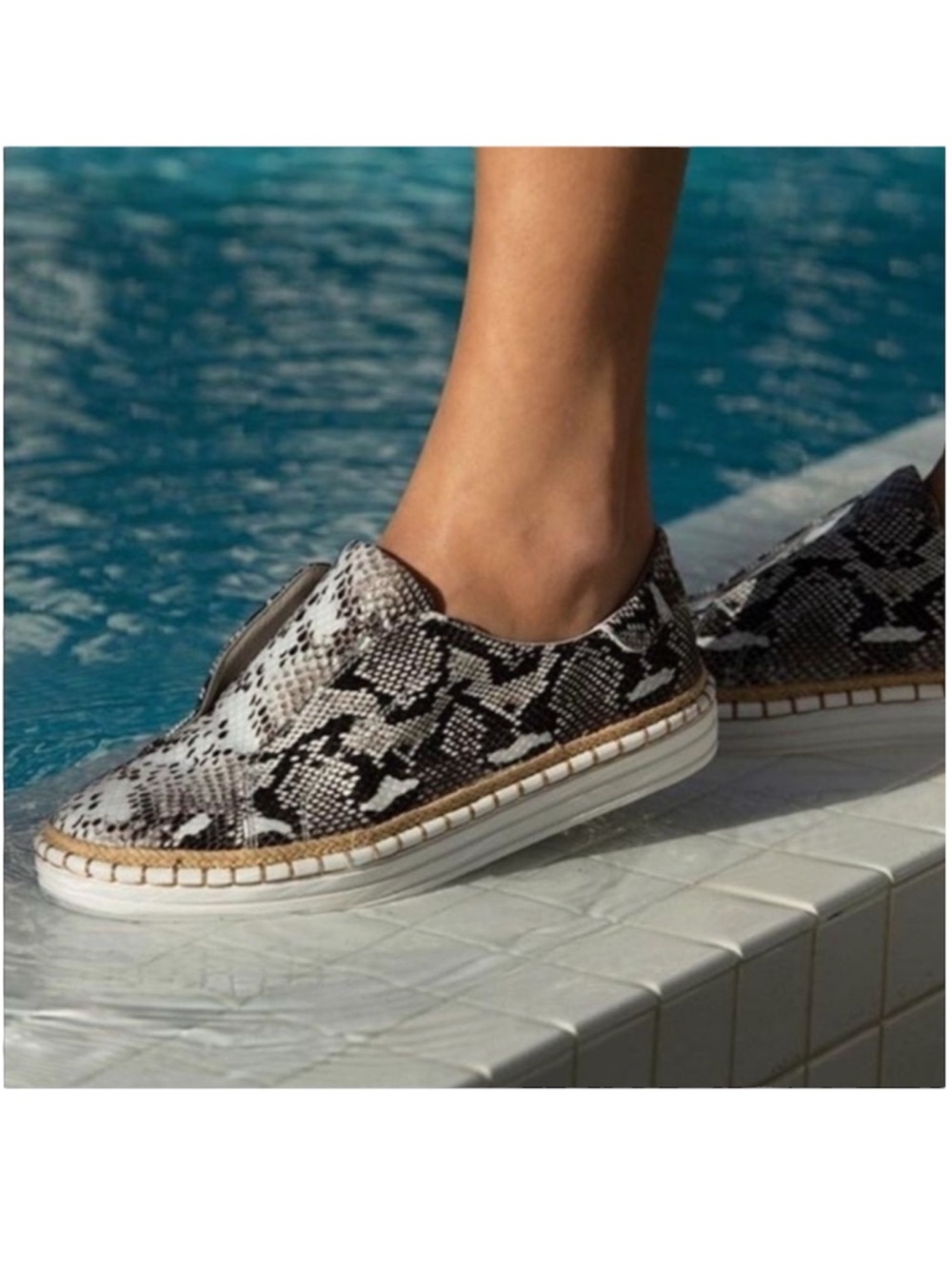 J/Slides Karla Python Print Slip-On Espadrille Sneakers Size: 8.5